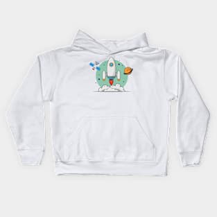 Rocket with Satellite and Planet Space Kids Hoodie